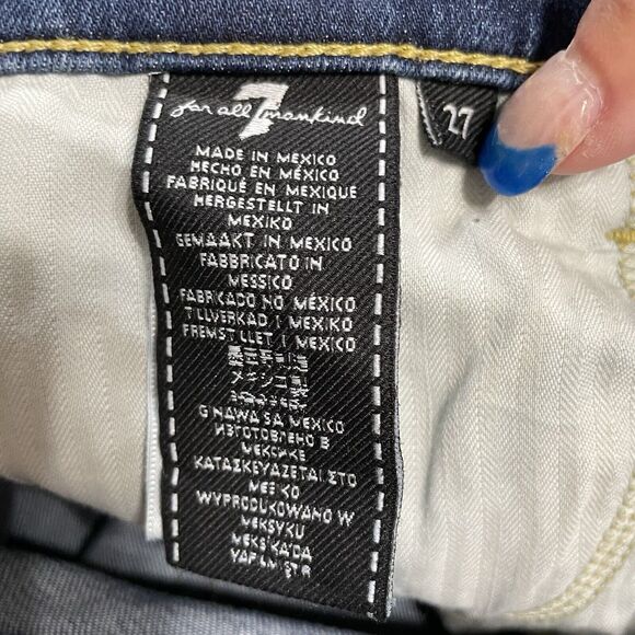 7 For All Mankind HIGHWAIST SLIM KICK Jeans Women’s 27 Medium Wash Stretch Denim - Picture 9 of 11